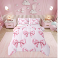 thumbnail image 1 of Manfei Princess Bowknot Bedding Queen Comforter Set, Kawaii Ribbon Comforter Sets Queen Size, Cute Cartoon Reversible Comforters & Duvets, Lightweight Room Decorative, 3 Pieces, 1 of 8