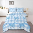 thumbnail image 1 of Manfei Princess Bowknot Comforter Sets Twin Size, Blue Comforters & Duvets, Kawaii Plaid Buffalo Reversible Bedding Twin Comforter Set, Super Cozy Bedroom Decoration, 2pcs, 1 of 8
