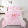 thumbnail image 1 of Manfei Princess Bowtie Full Size Comforter Sets,Lovely Initial S Bedding Comforter Set,Pink,Pink Reversible,3pcs,1 Comforter and 2 Pillowcases, 1 of 7