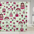 thumbnail image 1 of Manfei Princess Castle Shower Curtain 72Wx78L, Flower Cloud Rainbow Bath Curtain, Green Pink, 1 of 5