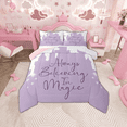 thumbnail image 1 of Manfei Princess Castle Slihouette King Size Comforter Sets,Fairy Tale Theme Bedding Comforter Set,Purple White Bedding Set For Girl,Breathable Home Decor Reversible,3 Pieces, 1 of 8