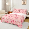 thumbnail image 1 of Manfei Princess Dreamy Bow Bed Sheets for Kid, Cherry Blossoms King Sheets, Kawaii Cartoon Bow Sheet Set, Lightweight Room Decor, 4-Piece, 1 of 7