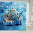 thumbnail image 1 of Manfei Princess Pumpkin Carriage Shower Curtain 72Wx78L,Blue Dreamy High Heels Bath Curtain, 1 of 5