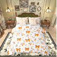 thumbnail image 1 of Manfei Princess Ribbon Bow Bedding Comforter Set 7pcs for Girl, Fall Autumn Botanical Queen Bedding Sets, Vintage Rustic Reversible Queen Sheet Sets, Ultra Soft Home Decor, 1 of 7