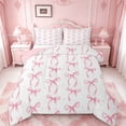 thumbnail image 1 of Manfei Cute Pink Bowknot Kids Bedding Comforter Set,Girls Ribbon Bow Knot Twin Comforter Sets,Pink Bows Bedding Set,Reversible Pink,2 Piece, 1 of 7