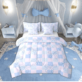 thumbnail image 1 of Manfei Princess Ribbon Child Bedding Comforter Set 7pcs, Kawaii Cartoon Bow-tie Queen Bedding Sets, Dreamy Blue Square Plaid Reversible Queen Sheet Sets, Luxury Bedroom Decor, 1 of 8