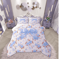 thumbnail image 1 of Manfei Princess Ribbon Child Bedding Comforter Set, Pink Blue Princess Twin Comforter Sets, Romantic Rose Flower Reversible Bedding Set, Ultra Soft Home Decor, 2pcs, 1 of 8