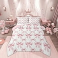 thumbnail image 1 of Manfei Princess Ribbon Child Bedding Comforter Set, White Pink Cartoon Twin Comforter Sets, Kawaii Bowknot Bow Reversible Bedding Set, Microfiber Bedroom Decor, 2 Pieces, 1 of 8