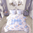 thumbnail image 1 of Manfei Princess Ribbon Child Twin Bedding Sets 7-Piece, Pink Blue Princess Bedding Comforter Set, Romantic Rose Flower Reversible Sheet Sets, Ultra Soft Home Decor, 1 of 7