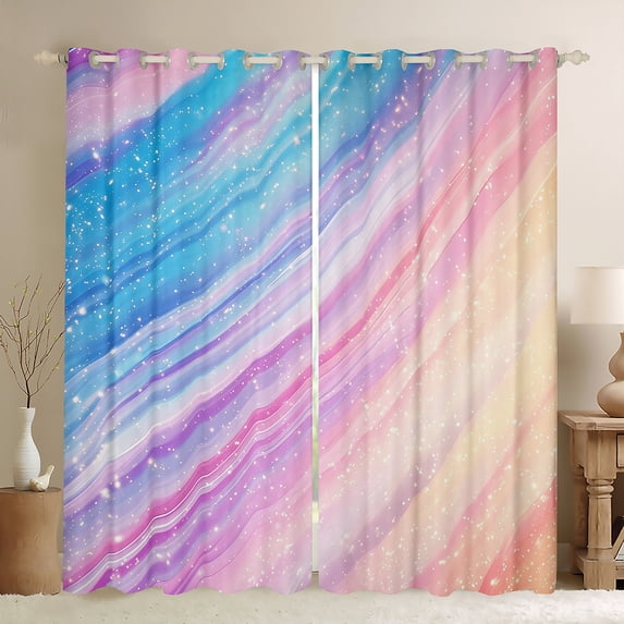 Manfei Psychedelic Galaxy Kids Black Out Curtains, Cartoon Starry Sky Curtains Pack of 2 (42x63 Each), Dreamy Stars Cloud Bedroom Curtains, Curtains and Drapes Decor