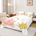 thumbnail image 1 of Manfei Pumpkin Carriage Queen Sheet Sets,Princess Gold Crown Flat Sheet,Fairy Tale Theme Queen Fitted Sheet For Girls,Breathable Home Decor,4-Piece, 1 of 7