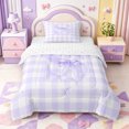 thumbnail image 1 of Manfei Purple Abstract Gingham Pattern Twin Comforter Sets,Ribbon Bow Monogrammed S Bedding Set,Reversible,2-Piece,1 Comforter and 1 Pillowcase, 1 of 7