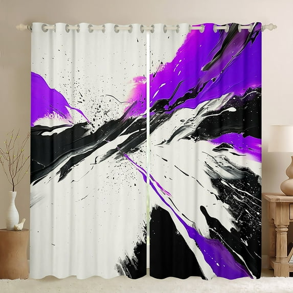 Manfei Purple Abstract Splatter Curtains Pack of 2 (42x84 Each), Chic Geometric Ombre Curtains Blackout, Watercolor Artwork Bedroom Curtains, Window Curtains Room Decor
