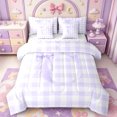 thumbnail image 1 of Manfei Purple Alphabet C Design 7-Piece Twin Bedding,Pixel Geometric Grid Bedding Comforter Set,Reversible, 1 of 7