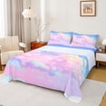 thumbnail image 1 of Manfei Purple Blue Galaxy Bed Sheets for Teens, Mystic Glitter Stars Print King Sheets, Starry Sky Sheet Set, Microfiber Bedroom Decor, 4 Pieces, 1 of 7