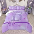thumbnail image 1 of Manfei Purple Bow Butterfly 3 Pieces Queen Comforter Set for Children Kids Teens,Letter Monogrammed Initial D Ultra Soft Bedding Sets,Bling Glitter Bedding Comforter Set,Graffiti Splash Decor, 1 of 8