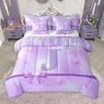 thumbnail image 1 of Manfei Purple Bow Butterfly 7-Piece Bedding Comforter Set for Children Kids Teens,Letter Monogrammed Initial J King Bedding Sets,Bling Glitter Ultra Soft Bed Sheets,Graffiti Splash Home Decor, 1 of 8