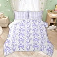 thumbnail image 1 of Manfei Purple Bow Flower Full Size Comforter Sets for Girls, Cute Ribbon Bedding Sets, Reversible, 3 Pieces, 1 of 6