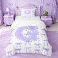 thumbnail image 1 of Manfei Purple Bow Tie Twin Bedding For Girls,Letter G Initial Print Duvet Cover Set For Kids,Reversible,2pcs(No Comforter), 1 of 6