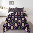 thumbnail image 1 of Manfei Purple Bowknot Bowtie Queen Comforter Set,Cartoon Xmas Snowmen Bedding Sets,Xmas Gingerbread Man Bedding Comforter Set For Child,Super Cozy Room Decor Reversible,3 Pieces, 1 of 8