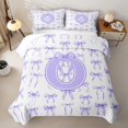 thumbnail image 1 of Manfei Purple Bowtie Bed Spread Queen For Kids,Letter O Initial Monogram Queen Coverlet Set For Girl,3 Pieces, 1 of 7
