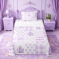 thumbnail image 1 of Manfei Purple Castle Bowknot Twin Sheet Sets For Kids,Princess Bow Print Bedding For Girls,3 Pieces, 1 of 6