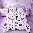 thumbnail image 1 of Manfei Purple Cheerleader Full Size Comforter Sets For Kids,Cute Stars Bow Print Bedding Sets For Girls,Reversible,3pcs, 1 of 7