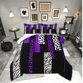 thumbnail image 1 of Manfei Purple Cheetah Print Bedding Comforter Set, Fashion Leopard Zebra Twin Comforter Sets, Abstract Stripes Reversible Bedding Set, Microfiber Bedroom Decor, 2 Pieces, 1 of 8