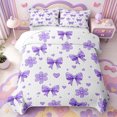 thumbnail image 1 of Manfei Purple Chic Bow Quilt King,Cute Loves Flowers King Coverlet Set,3 Pieces,1 Bedspread and 2 Pillowcases, 1 of 7