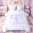 thumbnail image 1 of Manfei Purple Chic Bow Tie 7 Pieces Full Size Bedding Sets,Initial Alphabet T Pattern Full Size Bed in a Bag,Reversible, 1 of 7