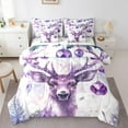 thumbnail image 1 of Manfei Purple Christmas Reindeer 7 Pieces Bedding Comforter Set,Merry Xmas Full Bedding Set,Jungle Animal Fitted Sheet Flat Sheet For Kids,Microfiber Bedroom Decor Reversible, 1 of 8