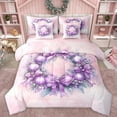 thumbnail image 1 of Manfei Purple Christmas Wreath Bedding Comforter Set 7pcs, Fashion Watercolor King Bedding Sets, Teens Kids Girls Women Reversible Bed Sheets, Luxury Bedroom Decor, 1 of 7