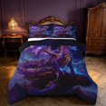 thumbnail image 1 of Manfei Purple Dragon Animals Full Size Comforter Sets,Gothic Cloud Starry Sky Bedding Comforter Set,Black Reversible,3-Piece,1 Comforter and 2 Pillowcases, 1 of 7
