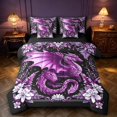thumbnail image 1 of Manfei Purple Dragon Wildlife 7-Piece King Bedding,Gothic Floral King Bed in a Bag,Pink Black,Black Reversible, 1 of 6