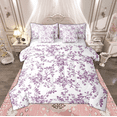 thumbnail image 1 of Manfei Purple Flower Bedding Comforter Set 7pcs, Spring Garden Floral Full Bedding Set, Tropical Vintage Blossom Fitted Sheet Flat Sheet, Luxury Bedroom Decor, 1 of 8