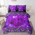 thumbnail image 1 of Manfei Purple Flower Floral 7-Piece Bedding Comforter Set,Purple White Paisley King Bedding Sets,Romantic Theme Bed Sheets For Men Women,Luxury Bedroom Decor Reversible, 1 of 8
