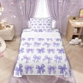 thumbnail image 1 of Manfei Purple Gingham Bow Print Twin Sheet Sets for Girls, Cute Ribbon Bows Bedding, 3pcs, 1 of 5