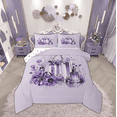 thumbnail image 1 of Manfei Purple Groovy Floral Full Size Comforter Sets for Teens, Princess Fashion Bedding Comforter Set, Female Perfume Bag Reversible Bedding Sets, Luxury Bedroom Decor, 3 Pieces, 1 of 8