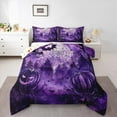thumbnail image 1 of Manfei Purple Horroe Pumpkin King Size Comforter Sets,Spooky Halloween Bedding Comforter Set,Black Spider Webs Bedding Set For Kids,Luxury Bedroom Decor Reversible,3pcs, 1 of 8