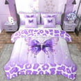 thumbnail image 1 of Manfei Purple Leopard Hide 7 Pieces Bedding Comforter Set,Cute Butterflies Full Bedding Set,Wildlife Animal Pattern Fitted Sheet Flat Sheet For Teens,Microfiber Bedroom Decor Reversible, 1 of 8