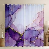 Manfei Purple Marble Black Out Curtains, Abstract Watercolor Art Curtains Pack of 2 (42x63 Each), Marbling Stone Pattern Bedroom Curtains, Luxury Bedroom Decor