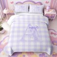 thumbnail image 1 of Manfei Purple Monogrammed A Design Quilt Full,Geometric Grid Print Full Bedspread Sets,3 Pieces,1 Coverlet and 2 Pillowcases, 1 of 7