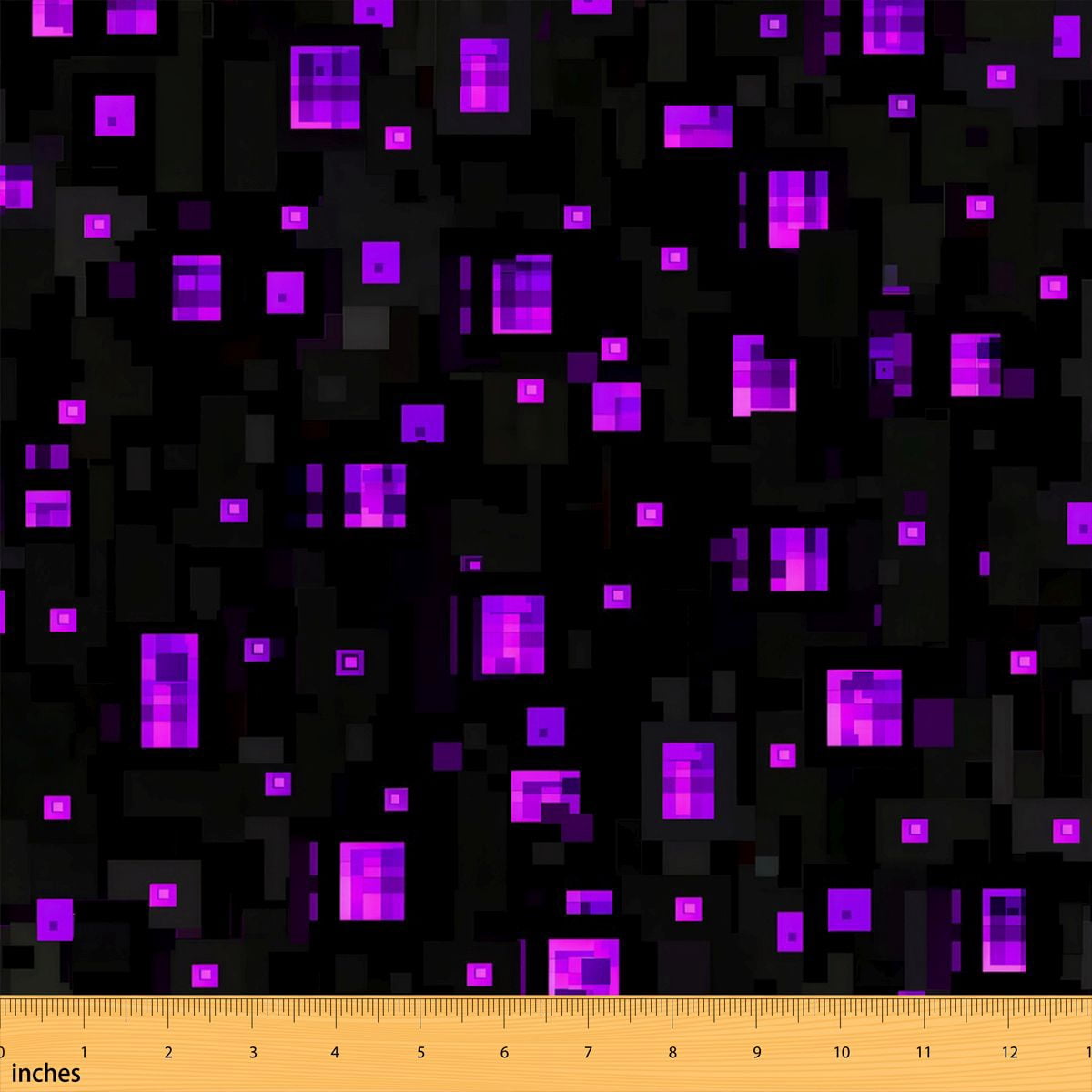 Manfei Purple Pixel Fabric by the Yard 1 Yard, Black Square Home Decor ...