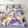 thumbnail image 1 of Manfei Purple Poinsettia 7pcs Bedding Comforter Set,Merry Xmas Queen Bedding Sets,Winter Theme Queen Sheet Sets For Girls,Breathable Home Decor Reversible, 1 of 8