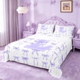 thumbnail image 1 of Manfei Purple Ribbon Bowknot Bed Sheets For Kids,Bow Theme Letter L Monogram King Sheets,4 Pieces, 1 of 6