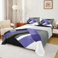 thumbnail image 1 of Manfei Purple Square Geometric Full Size Sheets, Modern Abstract Ombre Bed Sheets, Teen Kid Adult Sheet Sets, Microfiber Bedroom Decor, 4-Piece, 1 of 7