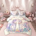 thumbnail image 1 of Manfei Purple Unicorn Twin Bedding Sets 7-Piece for Kids, Dreamy Butterfly Animal Bedding Comforter Set, Garden Floral Flower Reversible Sheet Sets, Luxury Bedroom Decor, 1 of 7