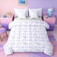 thumbnail image 1 of Manfei Purple White Seashell Bow Starfish Twin Bedding Sets for Kids Girls, Cartoon Sealife Bedding Comforter Set, Gray Reversible 7 Pieces, 1 of 6