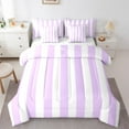 thumbnail image 1 of Manfei Purple White Stripes 7-Piece Twin Bedding Sets,Geometric Striped Bedding Comforter Set,Abstract Geometric Lines Sheet Sets For Children,Breathable Home Decor Reversible, 1 of 8