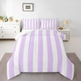 thumbnail image 1 of Manfei Purple White Stripes Bedding Comforter Set,Geometric Striped Twin Comforter Sets,Abstract Geometric Lines Bedding Set For Children,Breathable Home Decor Reversible,2-Piece, 1 of 8
